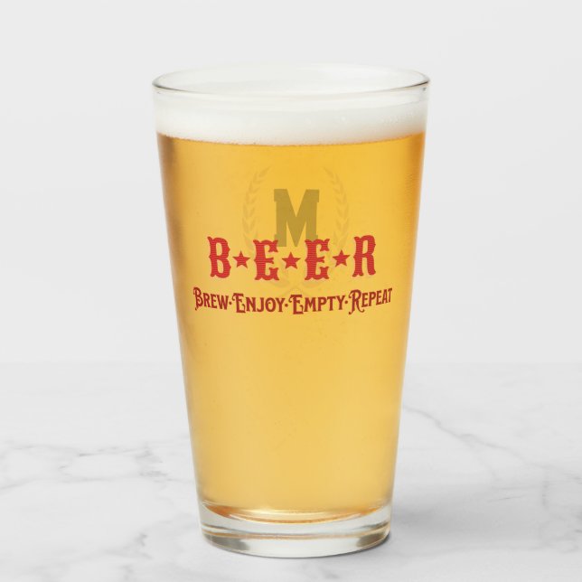 Monogramm ‚B*E*E*R‘ Glas (Vorne (Gefüllt))