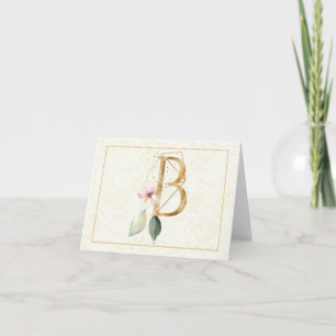 Monogramm B florale Note Card Gold Karte