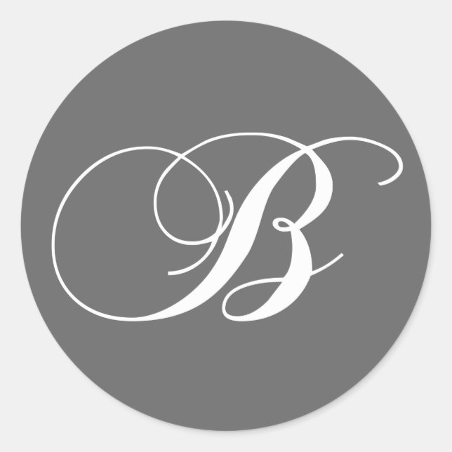 Monogramm B Hochzeitsticker Kohle Runder Aufkleber (Vorderseite)