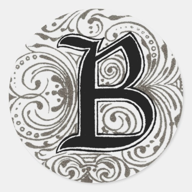 Monogramm 'B' in Grau - Aufkleber (Vorderseite)