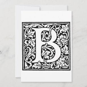 Monogramm B Initial Black and White Floral Pattern Feiertagskarte