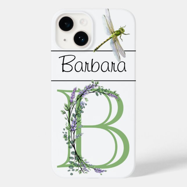 Monogramm B, Lavendel Eukalyptus, Libelle Case-Mate iPhone 14 Hülle (Rückseite)