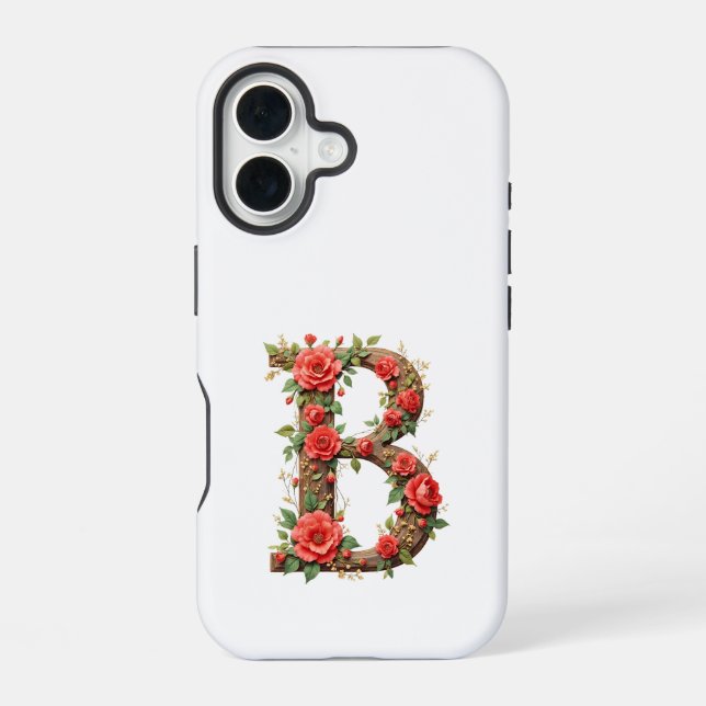 Monogramm B mit Blumen iPhone 16 Hülle (Rückseite)