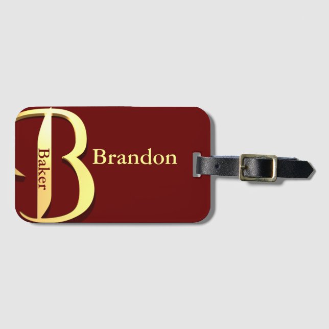 Monogramm B Name Personalisiert Gepäckanhänger (Vorderseite (Horizontal))