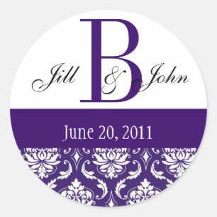 Monogramm B-Namen für Hochzeiten Datum Paisley Lil Runder Aufkleber