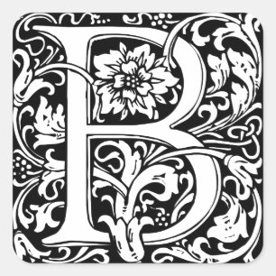 Monogramm B Viktorianisch Quadratischer Aufkleber