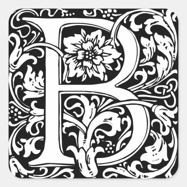 Monogramm B Viktorianisch Quadratischer Aufkleber (Vorderseite)