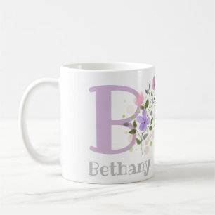 Monogramm B & Vorname Bethany Kaffeetasse