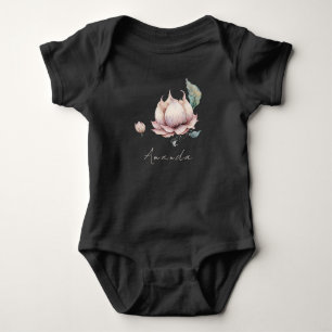 Monogramm Baby Name Erdig Boho Hübsch Lotusblume Strampler