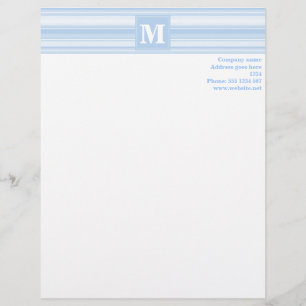 Monogramm babyblaue Streifen Briefbogen