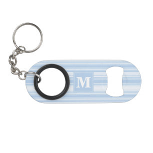 Monogramm babyblaue Streifen Schlüsselbund Flaschenöffner