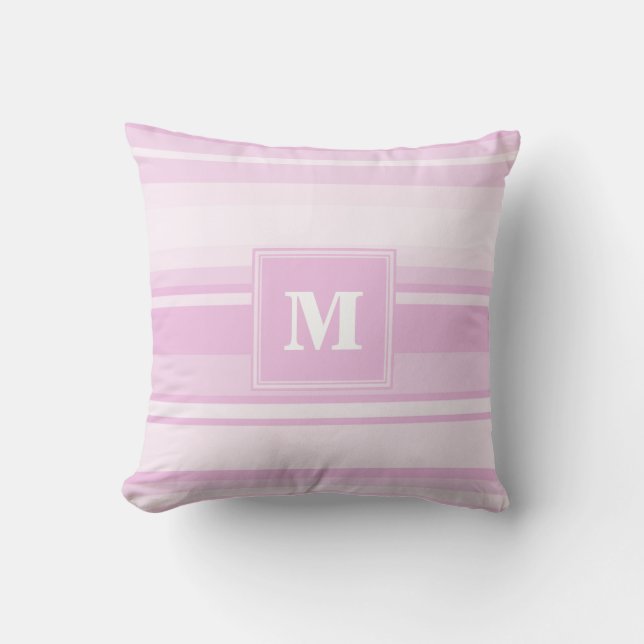 Monogramm-Babypinstreifen Kissen (Vorderseite)