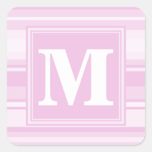 Monogramm-Babypinstreifen Quadratischer Aufkleber