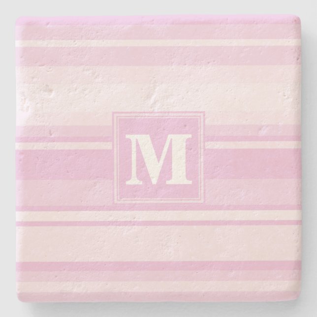 Monogramm-Babypinstreifen Steinuntersetzer (Vorderseite)