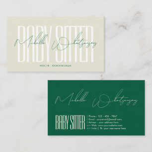 Monogramm BABYSITTER moderne Schrift Visitenkarte