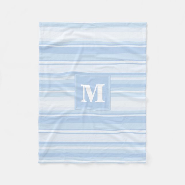 Monogramm Babystreifen Fleecedecke (Vorderseite)