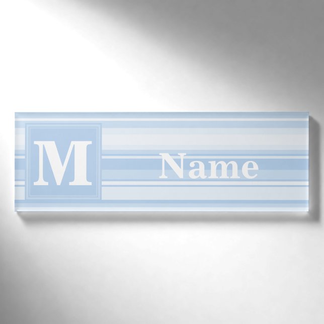Monogramm Babystreifen Namenschild (Vorderseite)