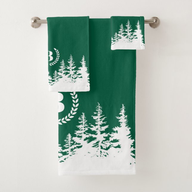 Monogramm-Badehandtuch-Set Green und Weiß Badhandtuch Set (Insitu)