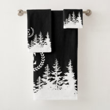 Monogramm-Badehandtuch-Set Schwarz und Weiß