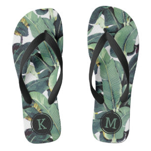 Monogramm-Bananen-Blätter-Palme drehen Reinfälle Flip Flops