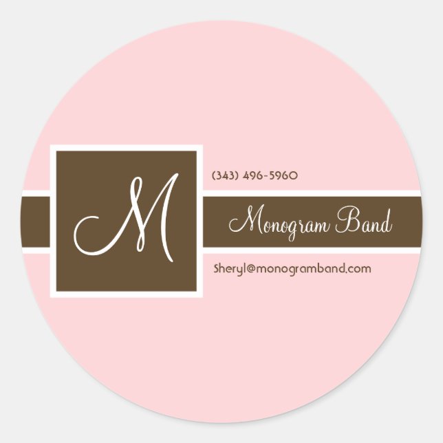 Monogramm-Band, rosa und braun Aufkleber (Vorderseite)