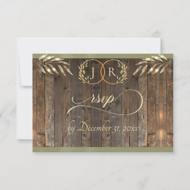 Monogramm & Band - Ssge RSVP Karte (Vorderseite)