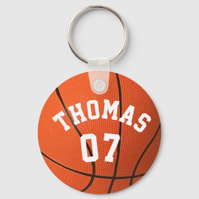 Monogramm Basketballname und -nummer individuell e Schlüsselanhänger (Vorderseite)