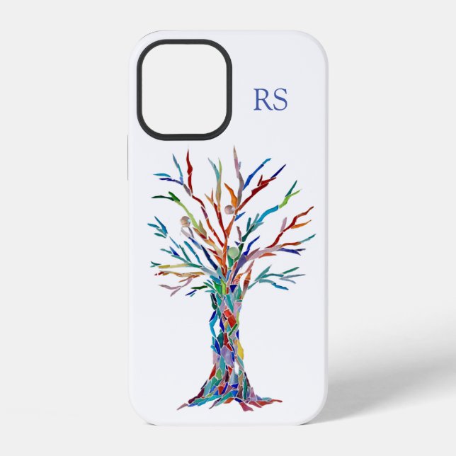 Monogramm Baum des Lebens iPhone 12 Hülle (Rückseite)