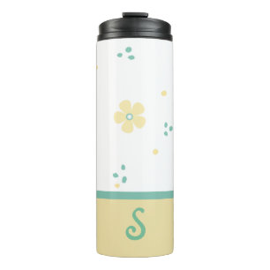 Monogramm-Becher mit Punkten und Blumen Thermosbecher