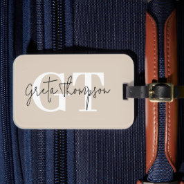 Monogramm Beige für schwarze und weiße Signaturen Gepäckanhänger