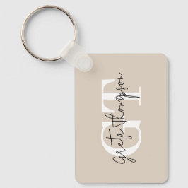Monogramm Beige für schwarze und weiße Signaturen Schlüsselanhänger