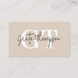 Monogramm Beige für schwarze und weiße Signaturen Visitenkarte