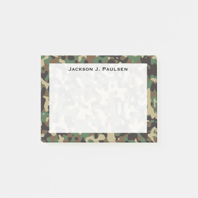 Monogramm Beige, Tan, Braun, Grün, Grau Camouflage Post-it Klebezettel (Vorderseite)