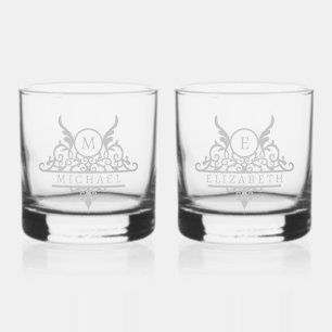 Monogramm benutzerdefinierter Name verziert person Whiskyglas
