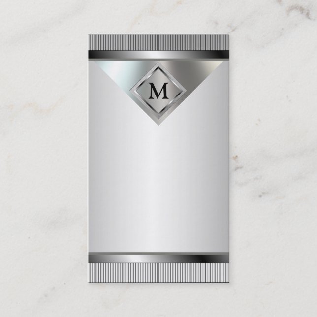 Monogramm-berufliche silberne visitenkarte (Vorderseite)