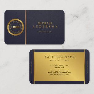Monogramm Berufliches Luxe-Dunkel-Gold-Circle-Logo Visitenkarte