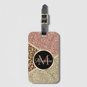 Monogramm-Bezeichnung für gestrichelte Rose Gold G Gepäckanhänger