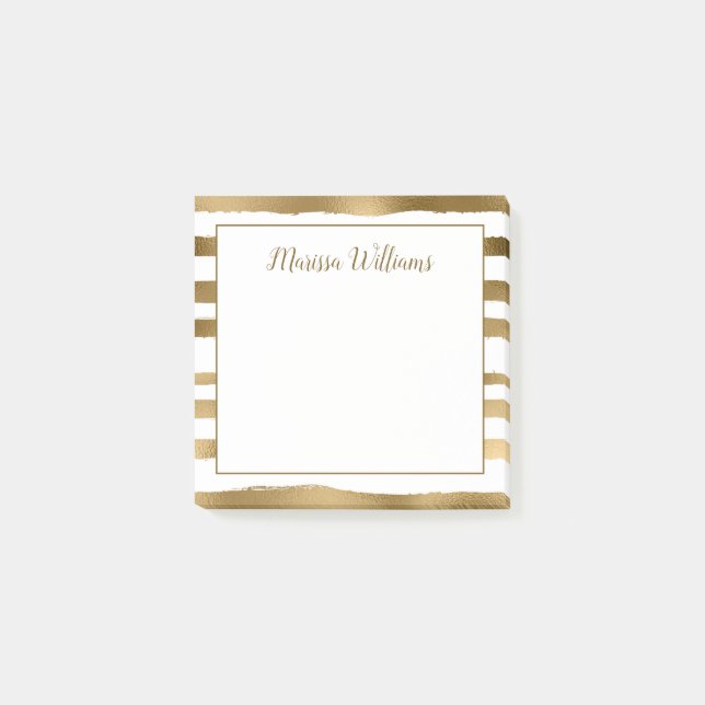 Monogramm-Bezeichnung für Goldstreifen Post-it Klebezettel (Vorderseite)