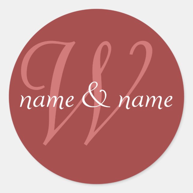 Monogramm-Bezeichnung "W", Personalisierung der Vo Runder Aufkleber (Vorderseite)
