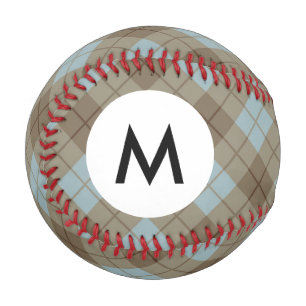 Monogramm Bias Kariert in Blau und Braun Baseball
