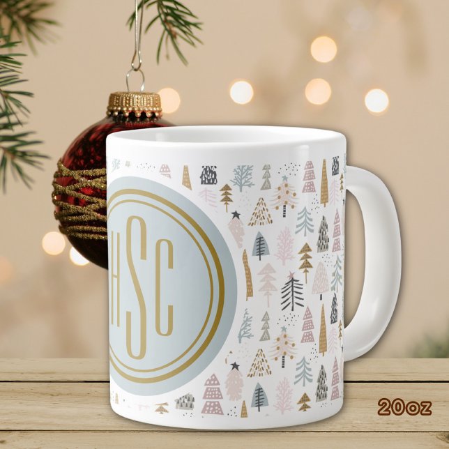 Monogramm, Big 20oz. Rustikale Winterbäume Jumbo-Tasse (Von Creator hochgeladen)