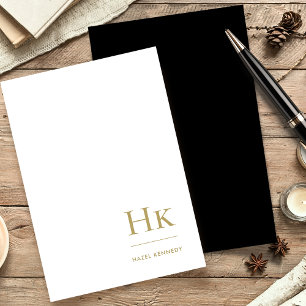 Monogramm Black Gold Classic Elegant Personalisi Briefpapier
