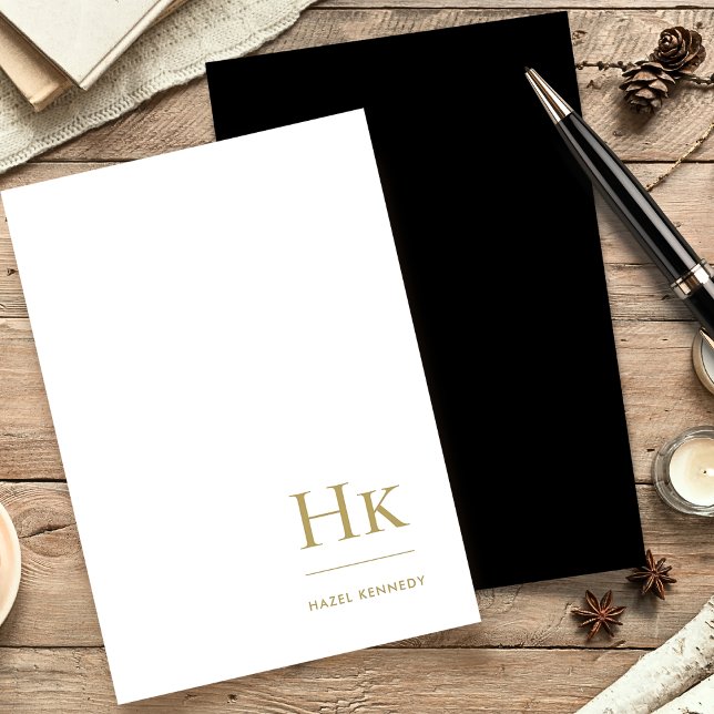 Monogramm | Black Gold Classic Elegant Personalisi Briefpapier (Von Creator hochgeladen)
