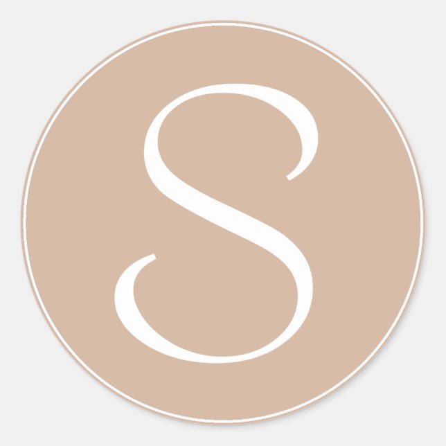 Monogramm blassbraun mit weißem Ring BT Runder Aufkleber (Vorderseite)