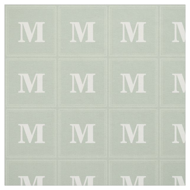 Monogramm blassgrüne Quadrate Stoff (Muster)