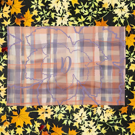 Monogramm Blätter tartan kariert beige orange lila Geschirrtuch