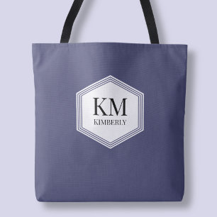Monogramm Blau Moderne Elegante Einfache Benutzerd Tasche