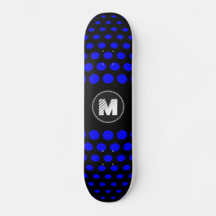 Monogramm Blau Punkte Muster Skateboard