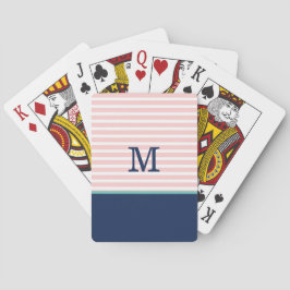 Monogramm Blau und Rosa Spielkarten