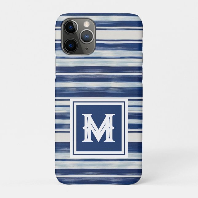 Monogramm (blau und weiß gestrichen) Case-Mate iPhone hülle (Rückseite)